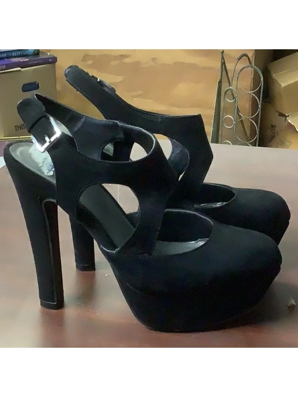 G by Guess Black Sparkle Platform Heels Size 8